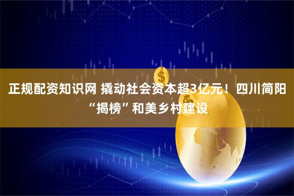 正规配资知识网 撬动社会资本超3亿元！四川简阳“揭榜”和美乡村建设